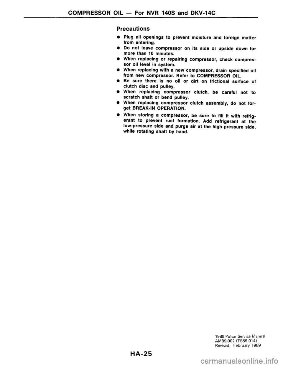 NISSAN PULSAR 1986  Service Manual 