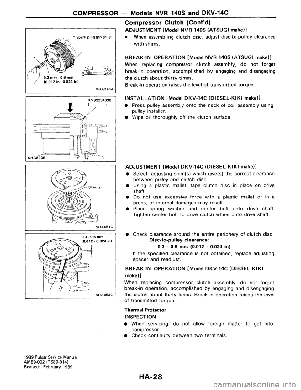 NISSAN PULSAR 1986  Service Manual 