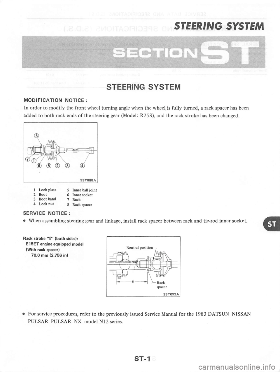 NISSAN PULSAR 1983  Factory Service Manual 
