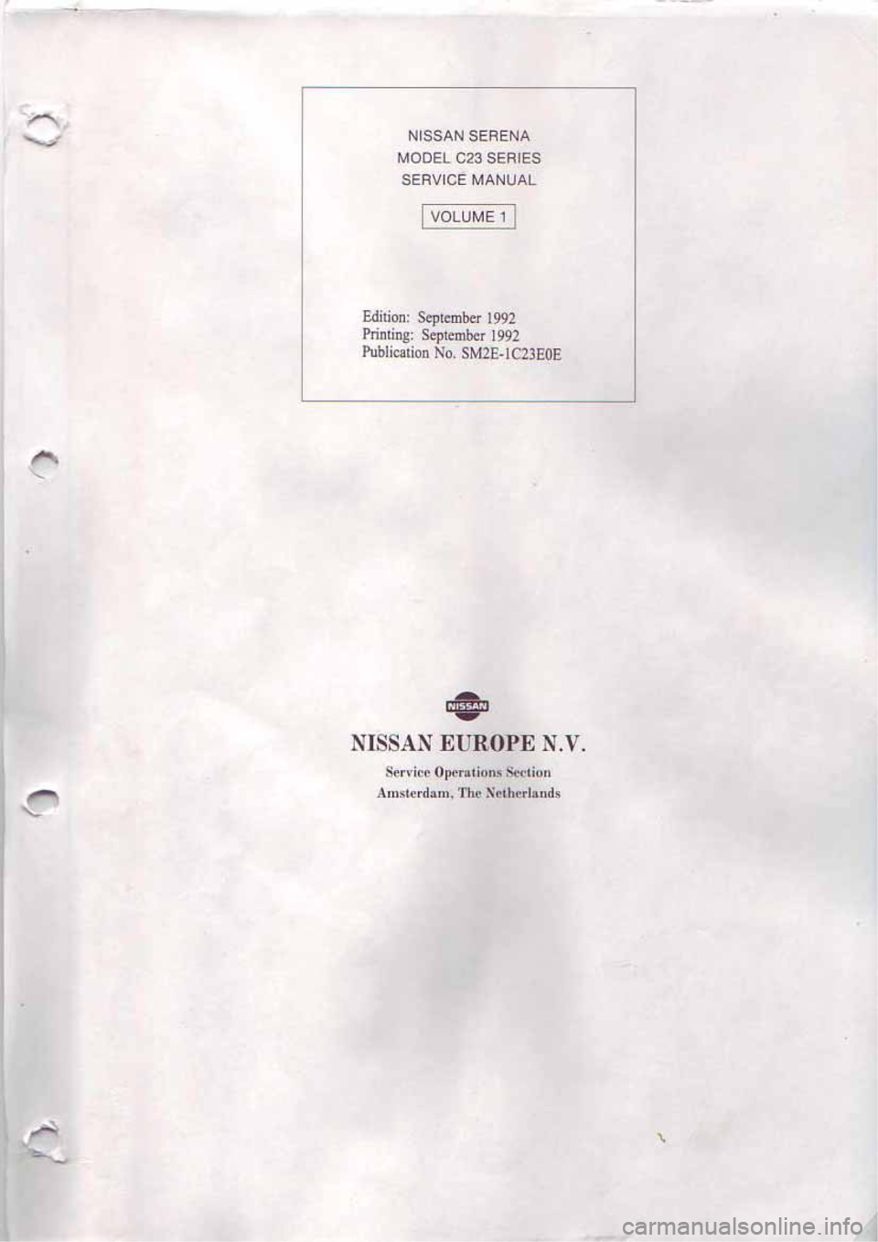 NISSAN SERENA 1992  Service Manual 