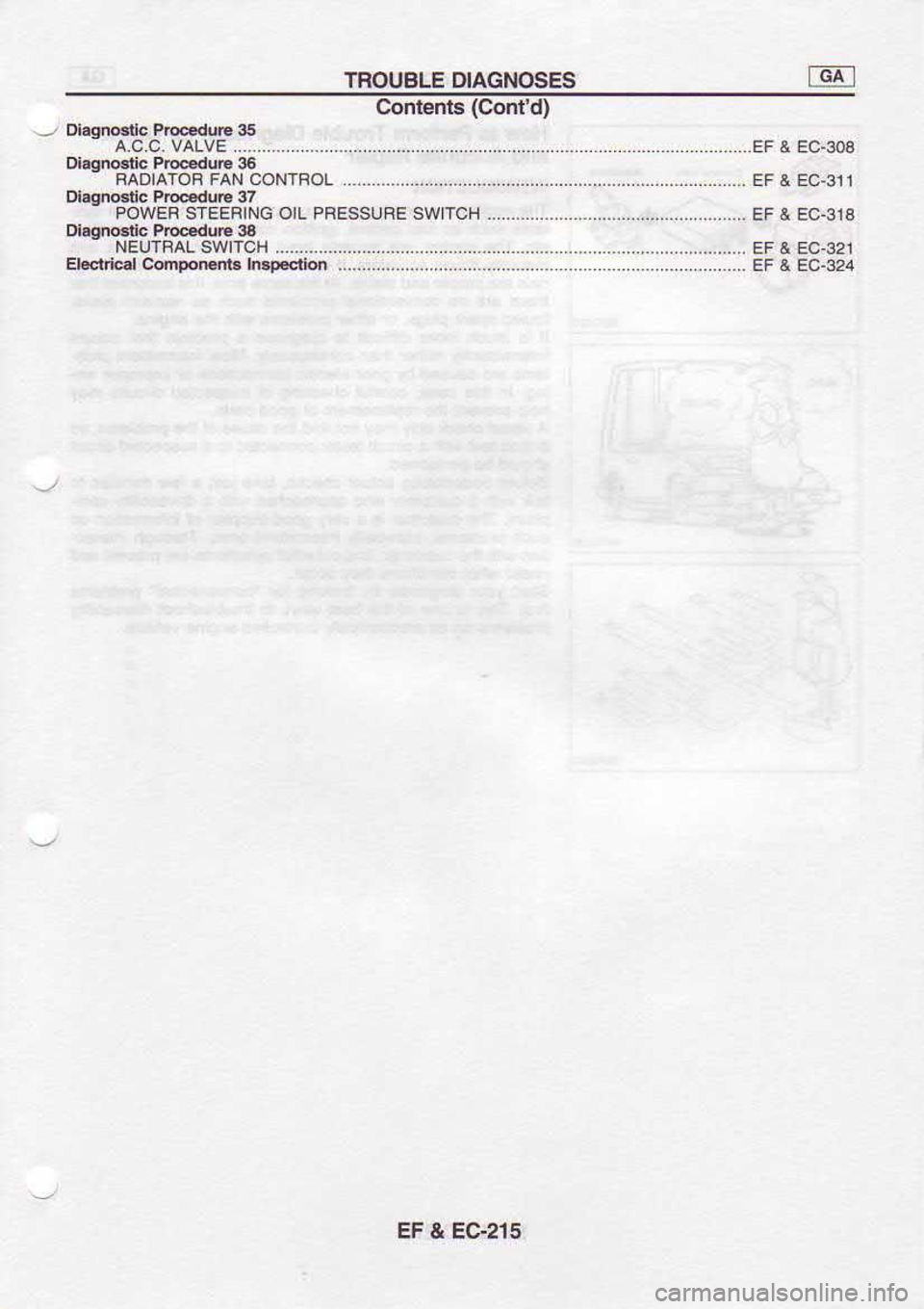 NISSAN SERENA 1993  Service Repair Manual TNOUBLE 
DIAGNOSES
Conlent6  (Contd)
DLqDdc  P|@duF 35
a.c.c.  vatvE  ........ ................  ..........................FF&Ec-3oa
Dtutuo&t  P|@du6 36
- 
FAOIATOF  FAN CONTFOL
Dirbo.rtt  P|@d!€ 3