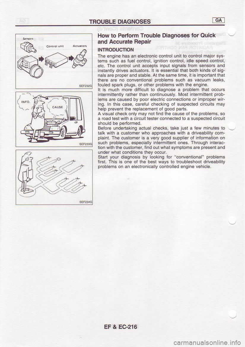 NISSAN SERENA 1993 Service Repair Manual TROUBLE
DIAGNOSES
@#N yu! How
lo Pedom
Trcuble Dlagnoses lor Ouick
and Accural€ Repair
INTBOOUCNON
The engine has an e ecvo.ic @nlrol!nr1lo coniblmajor sys-
lems slch as lu€lcontrcl, NISSAN SERENA 1993 Service Repair Manual TROUBLE
DIAGNOSES
@#N yu! How
lo Pedom
Trcuble Dlagnoses lor Ouick
and Accural€ Repair
INTBOOUCNON
The engine has an e ecvo.ic @nlrol!nr1lo coniblmajor sys-
lems slch as lu€lcontrcl,