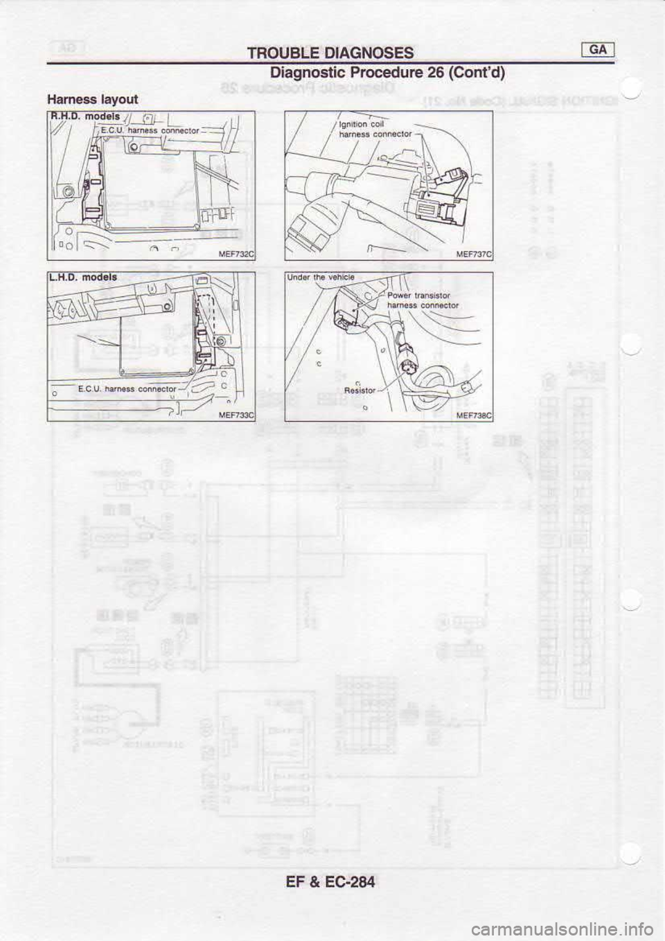 NISSAN SERENA 1993  Service Repair Manual TROUBLE 
DIAGNOSES rcr-]
Diagnoslic  Procedure 26 
(Conid)
1-l  /,€
L.!  t ^*  -*{1!-;: IN
A  i\
H\__\
EF & EG284 