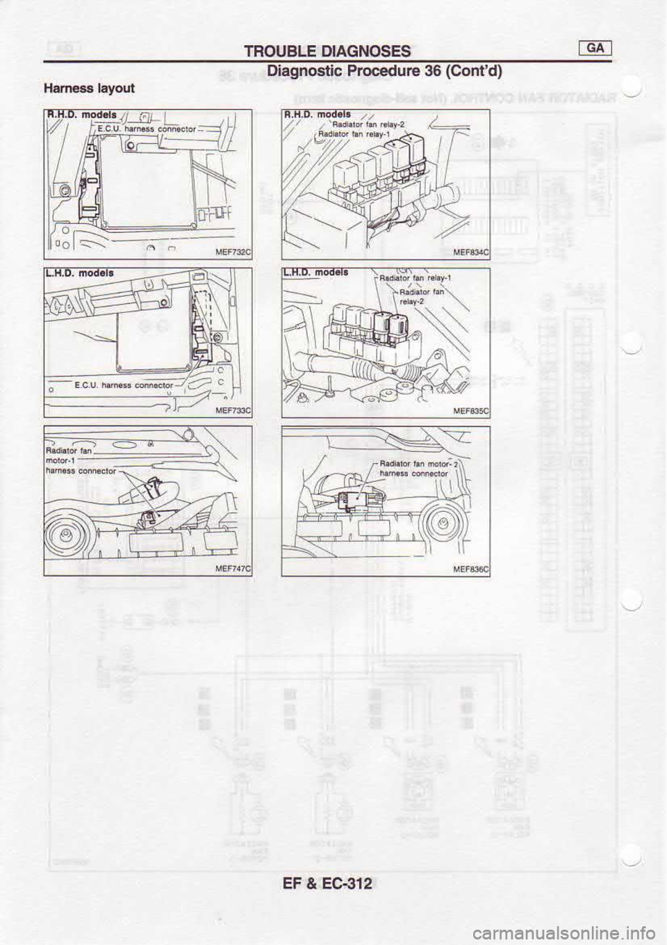 NISSAN SERENA 1993  Service Repair Manual TROUBLE 
DIAGNOSES -Ft
Dlagnoatlc  Procedure 36 (Cont 
d)
e,\
w
,s1L
il\
h\\
: l t(\
EF  & EC312 