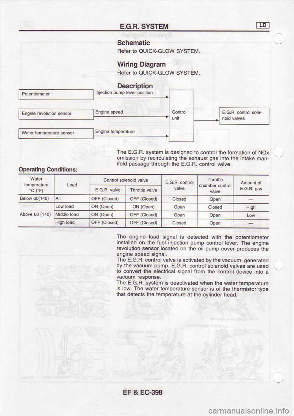 NISSAN SERENA 1993  Service Repair Manual E.G,R, 
SYSTEM
Sch6malic Feler  to outcK-GLow  sYsTEir.
Wiring  Diagram
Felef  to olJtcK  GLow sYsTEM.
De€crlplion
The  F 
G  F 
sysrem  is d€srgnod  ro 
contrcr  l.e .omation 
o, NOr
emission  by