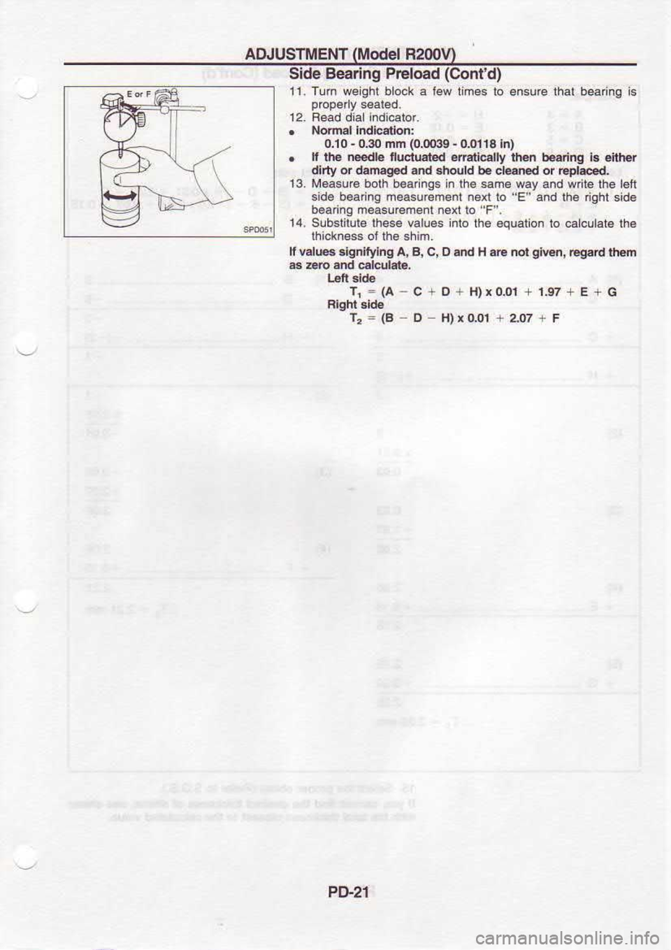NISSAN SERENA 1993  Service Repair Manual ADJUSTMENT 
(Mode| 
R2tO9
Slde  Beadng 
PEload (Conld)
11.  Tln 
weghl  block a tew  lmes  to ensu@  that bea  ng is
0.10  - 
03)  nn (0l)0:19 
- 
00116  In)
.  I 
rhe  needle 
nuduated  err.rb y 
ri