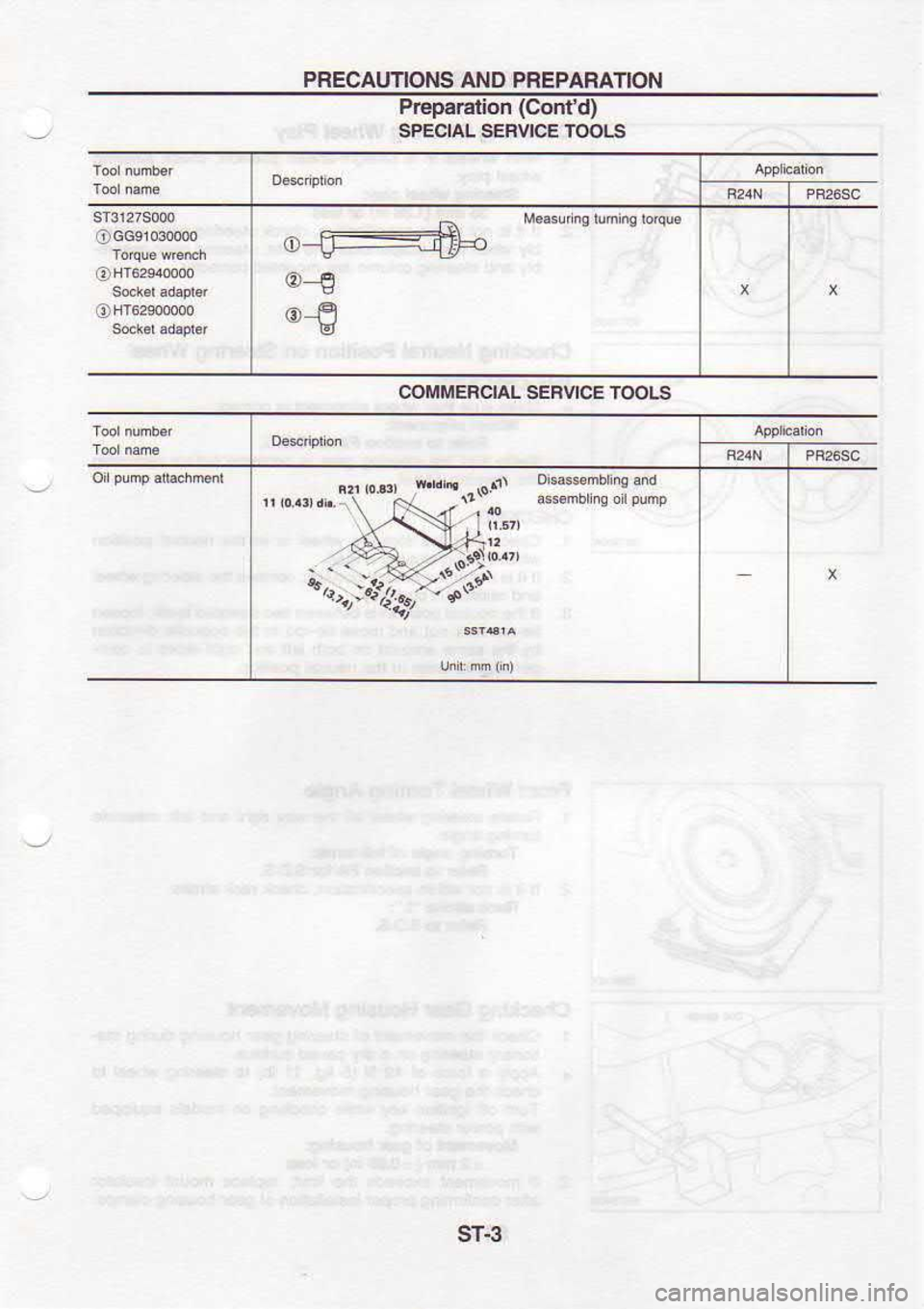 NISSAN SERENA 1993  Service Repair Manual PRECAUTIONS 
AND 
PREPARATION
Preparalion  (Contd)
SPEqAL  SEFVICE  TOOLS
o o-e
COMMEFCIAL  SEFVICE T00Ls
.";"#-
sr-3 