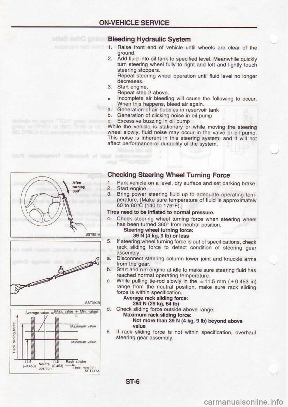 NISSAN SERENA 1993 Service Repair Manual ON.VEHICLE
SERVICE
Bl€€dlng Hyd6ulic
Syslem
L Baise iiont 6nd of vehi.le
lnllwheels a€ cl6ar ol
the
2. Add lluid
inio oilla.klo specili€d
evel Meanwhite quickty
lurn deenng wh NISSAN SERENA 1993 Service Repair Manual ON.VEHICLE
SERVICE
Bl€€dlng Hyd6ulic
Syslem
L Baise iiont 6nd of vehi.le
lnllwheels a€ cl6ar ol
the
2. Add lluid
inio oilla.klo specili€d
evel Meanwhite quickty
lurn deenng wh