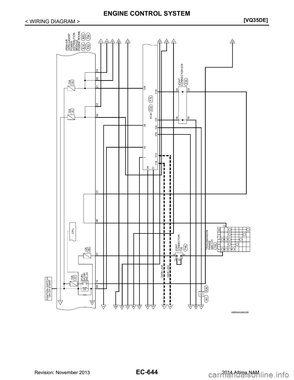 NISSAN TEANA 2014  Service Manual 
EC-644
< WIRING DIAGRAM >[VQ35DE]
ENGINE CONTROL SYSTEM
ABBWA0885GB
Revision: November 20132014 Altima NAMRevision: November 20132014 Altima NAM 