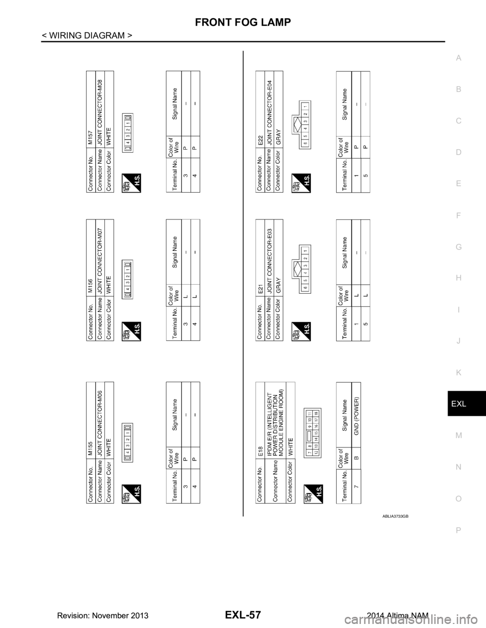 NISSAN TEANA 2014  Service Manual 
FRONT FOG LAMPEXL-57
< WIRING DIAGRAM >
C 
D E
F
G H
I
J
K
M A 
B
EXL
N
O P
ABLIA3733GB
Revision: November 20132014 Altima NAMRevision: November 20132014 Altima NAM 