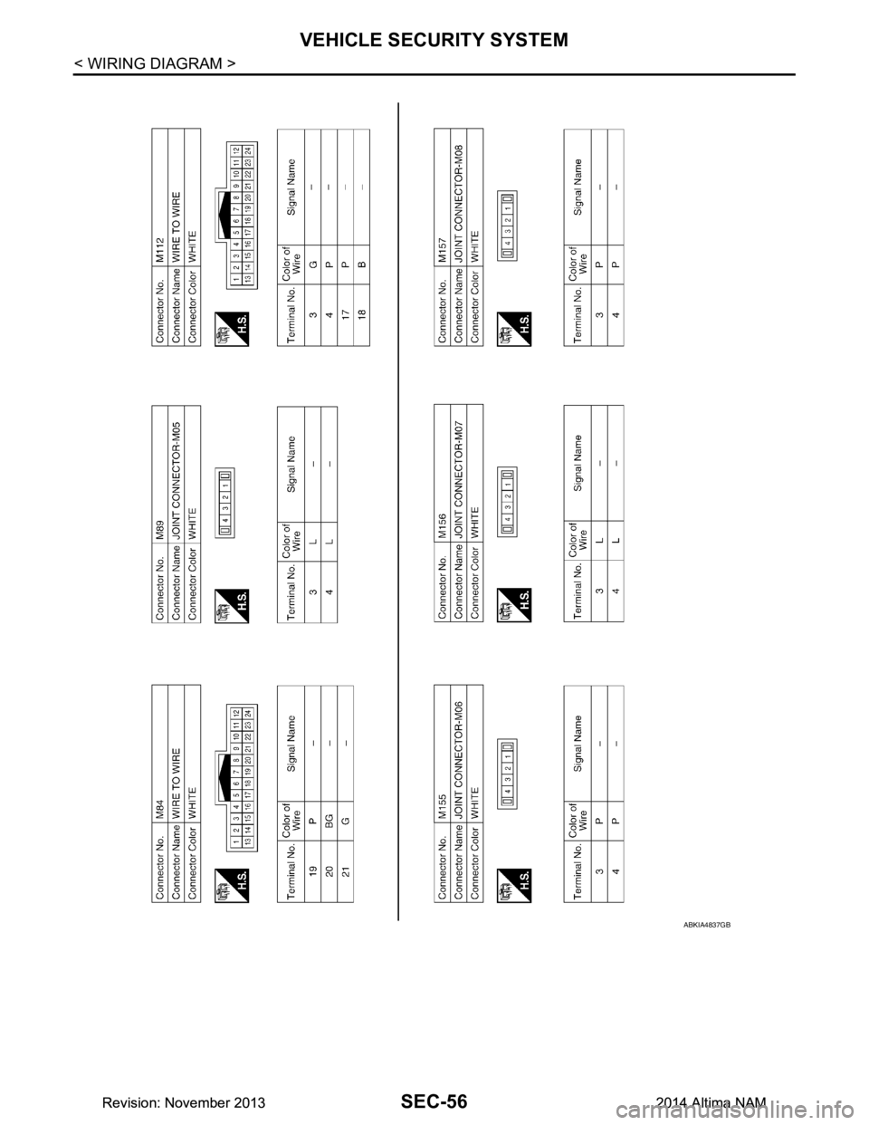 NISSAN TEANA 2014  Service Manual 
SEC-56
< WIRING DIAGRAM >
VEHICLE SECURITY SYSTEM
ABKIA4837GB
Revision: November 20132014 Altima NAMRevision: November 20132014 Altima NAM 