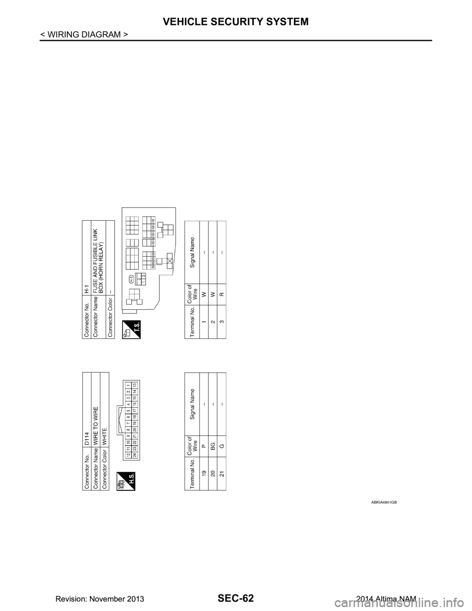 NISSAN TEANA 2014  Service Manual 
SEC-62
< WIRING DIAGRAM >
VEHICLE SECURITY SYSTEM
ABKIA4841GB
Revision: November 20132014 Altima NAMRevision: November 20132014 Altima NAM 