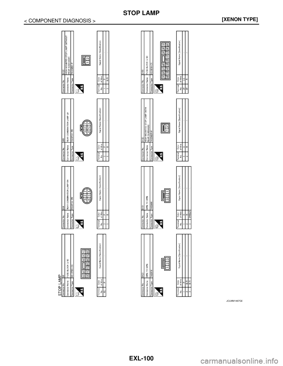 NISSAN TEANA 2008  Service Manual EXL-100
< COMPONENT DIAGNOSIS >[XENON TYPE]
STOP LAMP
JCLWM1467GB 