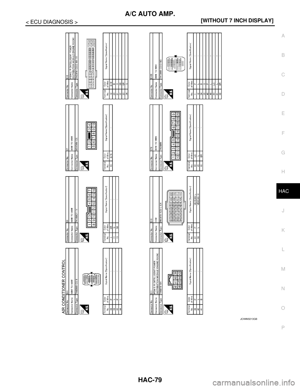 NISSAN TEANA 2008  Service Manual A/C AUTO AMP.
HAC-79
< ECU DIAGNOSIS >[WITHOUT 7 INCH DISPLAY]
C
D
E
F
G
H
J
K
L
MA
B
HAC
N
O
P
JCIWM0213GB 