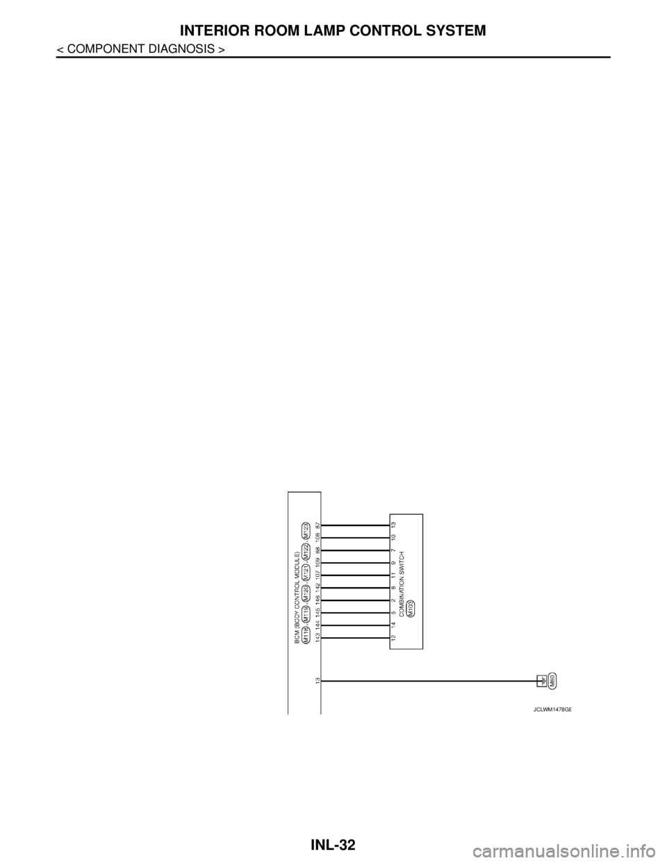 NISSAN TEANA 2008  Service Manual INL-32
< COMPONENT DIAGNOSIS >
INTERIOR ROOM LAMP CONTROL SYSTEM
JCLWM1478GB 