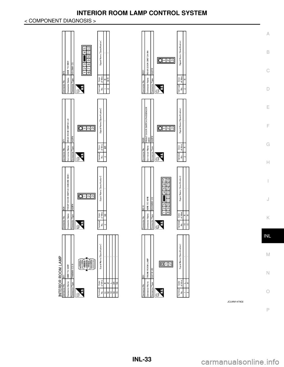 NISSAN TEANA 2008  Service Manual INTERIOR ROOM LAMP CONTROL SYSTEM
INL-33
< COMPONENT DIAGNOSIS >
C
D
E
F
G
H
I
J
K
MA
B
INL
N
O
P
JCLWM1479GB 