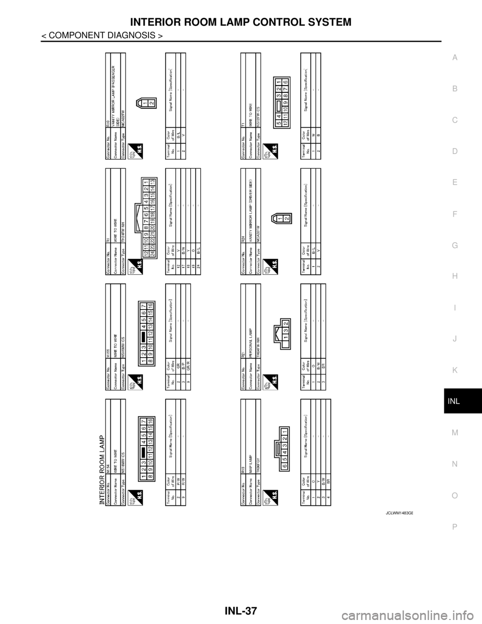 NISSAN TEANA 2008  Service Manual INTERIOR ROOM LAMP CONTROL SYSTEM
INL-37
< COMPONENT DIAGNOSIS >
C
D
E
F
G
H
I
J
K
MA
B
INL
N
O
P
JCLWM1483GB 