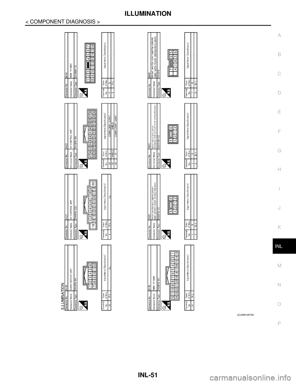 NISSAN TEANA 2008  Service Manual ILLUMINATION
INL-51
< COMPONENT DIAGNOSIS >
C
D
E
F
G
H
I
J
K
MA
B
INL
N
O
P
JCLWM1497GB 