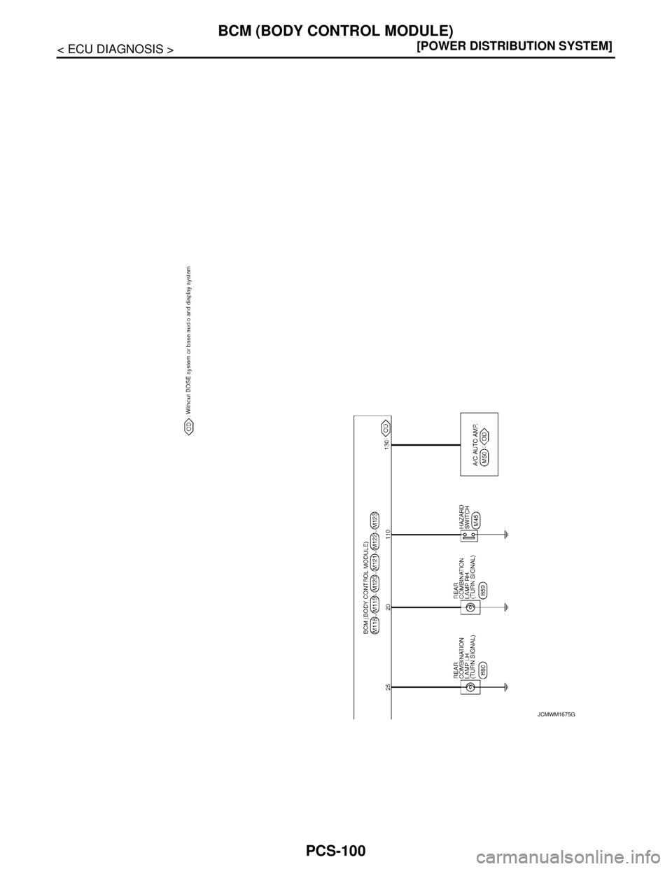 NISSAN TEANA 2008  Service Manual PCS-100
< ECU DIAGNOSIS >[POWER DISTRIBUTION SYSTEM]
BCM (BODY CONTROL MODULE)
JCMWM1675GB 