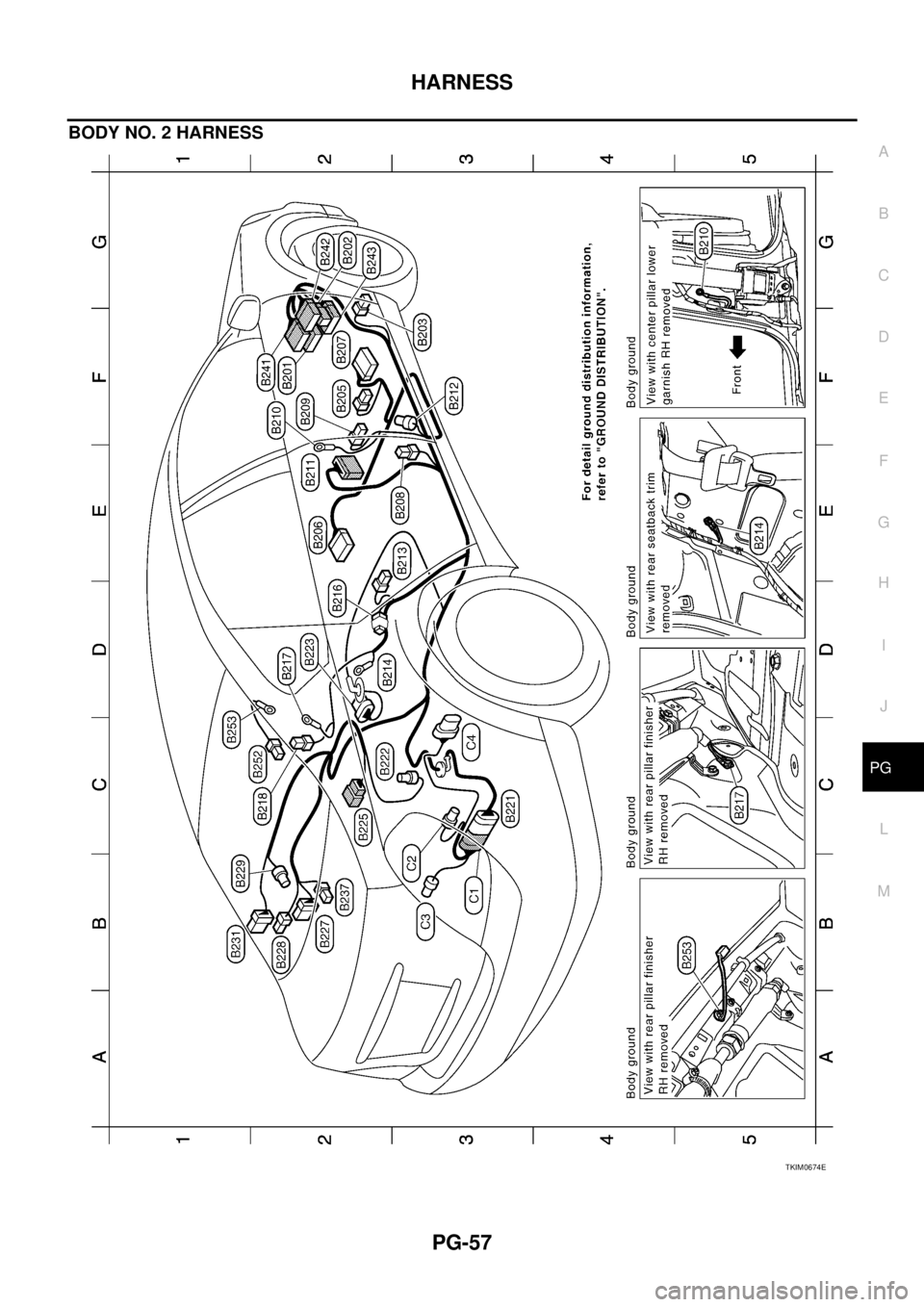 NISSAN TEANA 2003  Service Manual HARNESS
PG-57
C
D
E
F
G
H
I
J
L
MA
B
PG
 
BODY NO. 2 HARNESS
TKIM0674E 