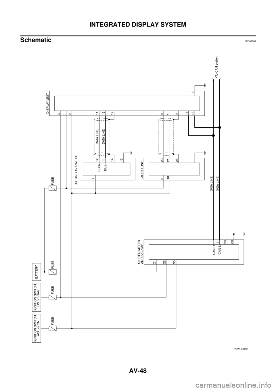 NISSAN TEANA 2003  Service Manual AV-48
INTEGRATED DISPLAY SYSTEM
 
SchematicBKS00224
TKWH0379E 