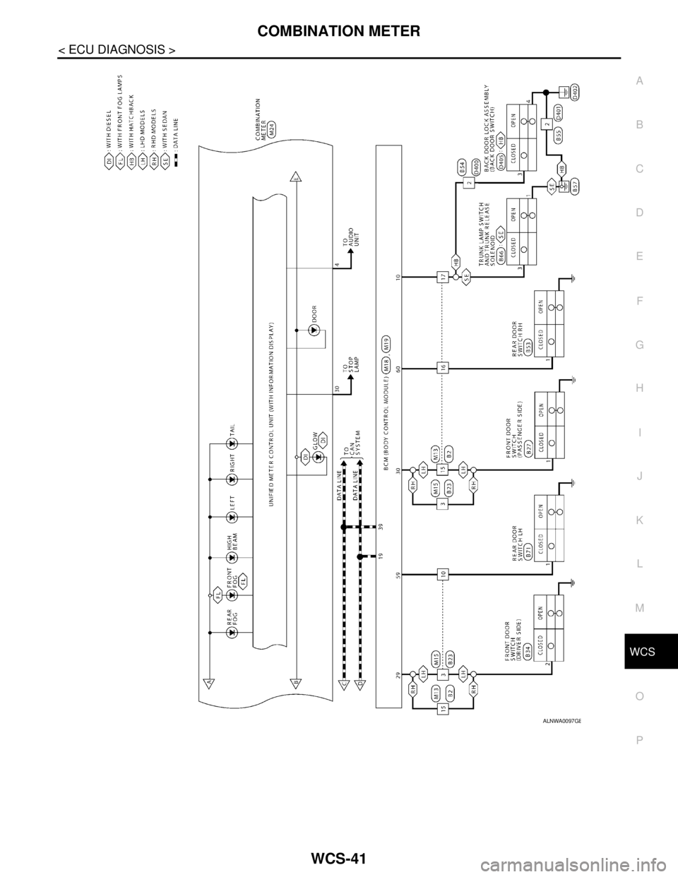 NISSAN TIIDA 2007  Service Repair Manual WCS
COMBINATION METER
WCS-41
< ECU DIAGNOSIS >
C
D
E
F
G
H
I
J
K
L
MB A
O
P
ALNWA0097GB 