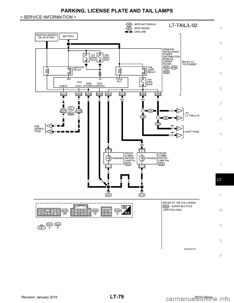 NISSAN TIIDA 2010  Service Repair Manual PARKING, LICENSE PLATE AND TAIL LAMPS
LT-79
< SERVICE INFORMATION >
C
D E
F
G H
I
J
L
M A
B
LT
N
O P
WKWA5817E
Revision: January 20102010 Versa 