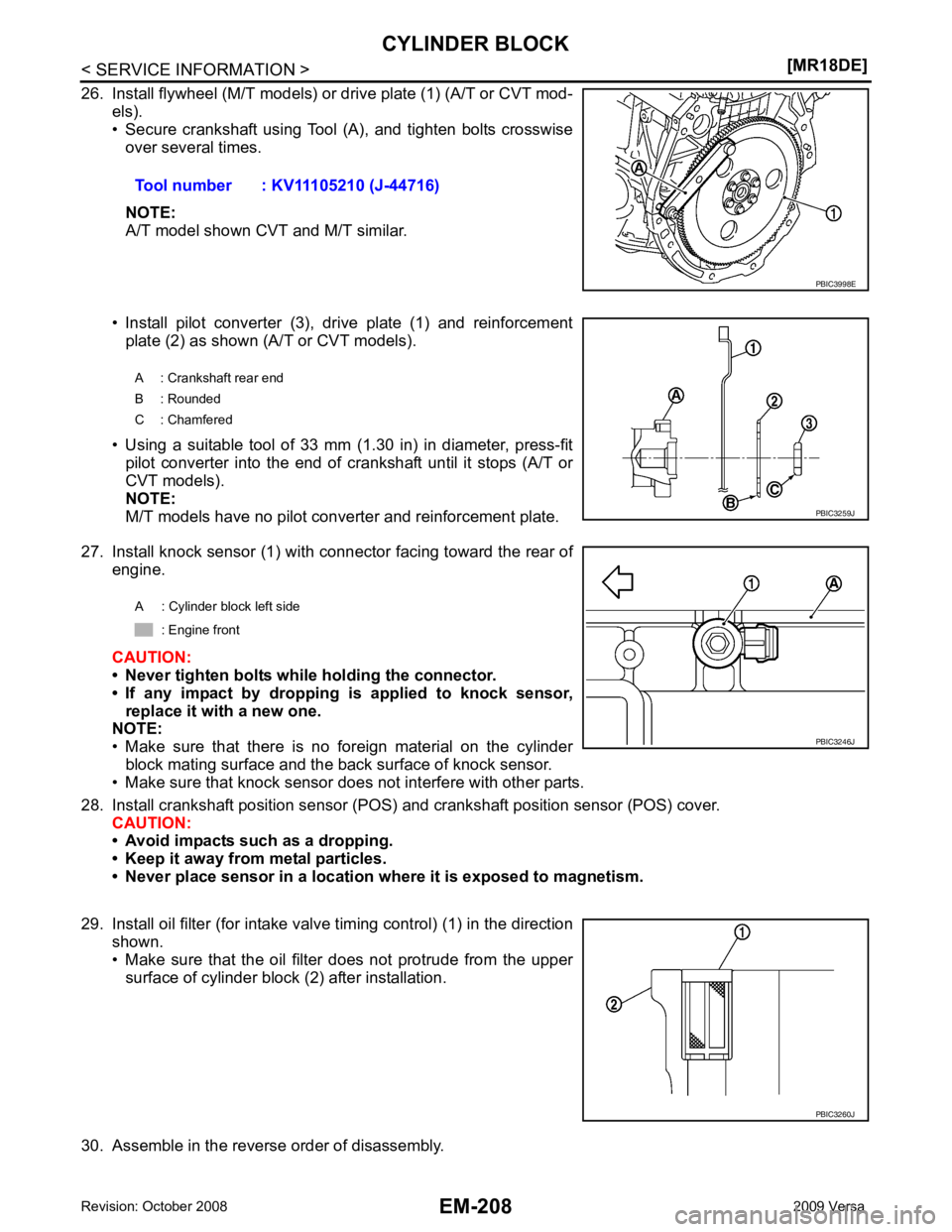 NISSAN TIIDA 2009  Service Repair Manual PBIC3260J 