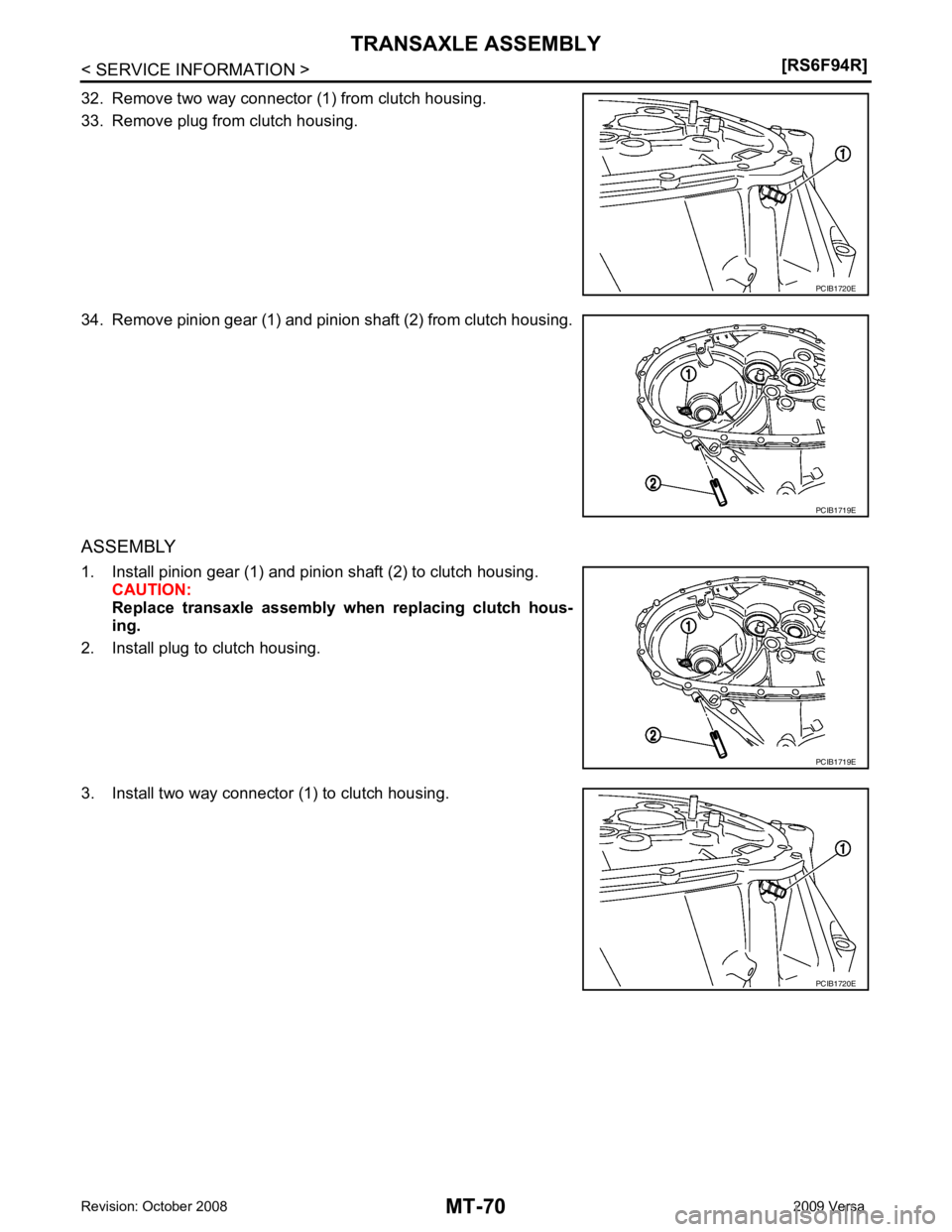 NISSAN TIIDA 2009  Service Repair Manual PCIB1719E
PCIB1720E 