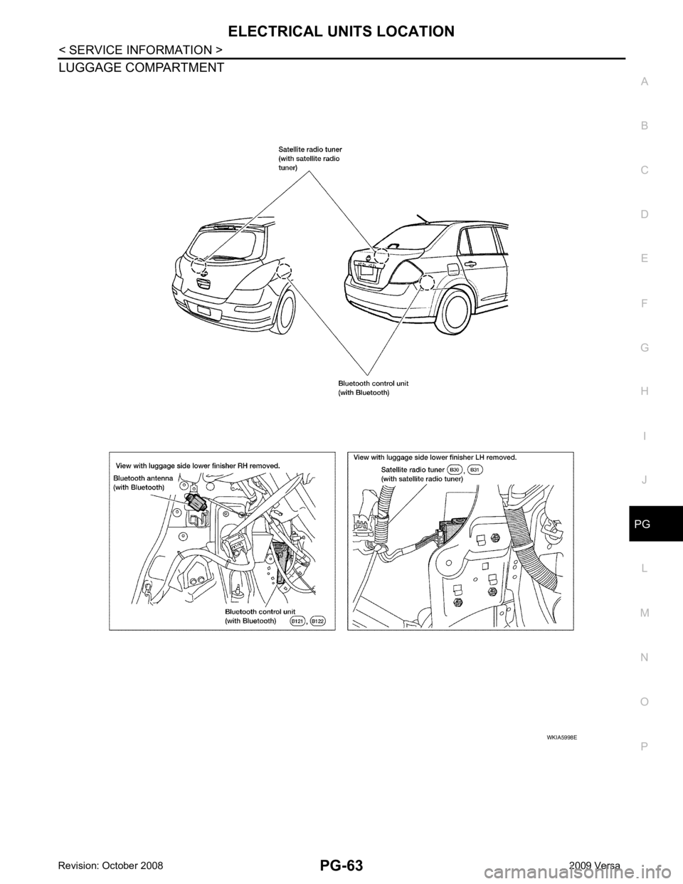 NISSAN TIIDA 2009  Service Repair Manual PG
N
O P
LUGGAGE COMPARTMENT 