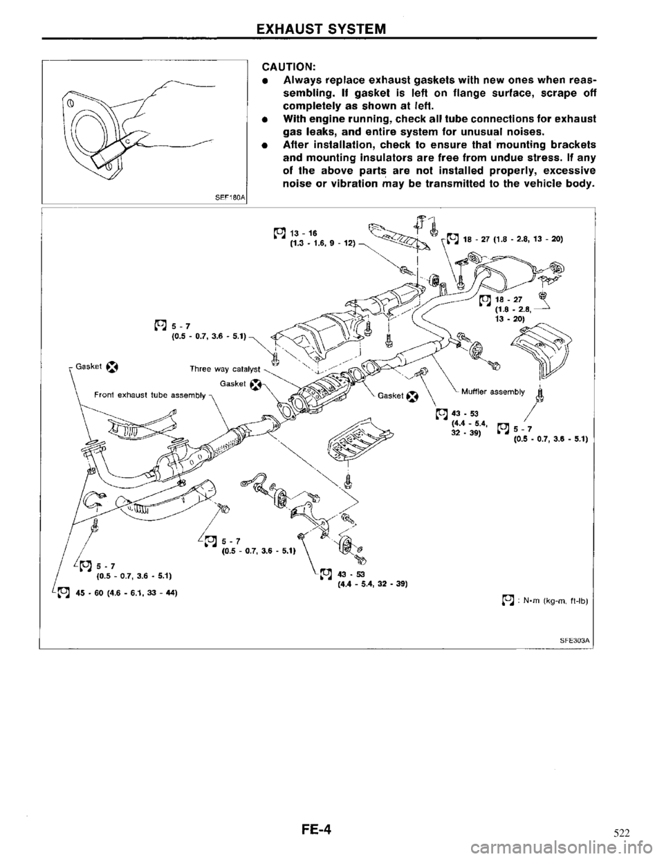 NISSAN MAXIMA 1994 A32 / 4.G Accelerator Control, Fuel And Exhaust System 522 