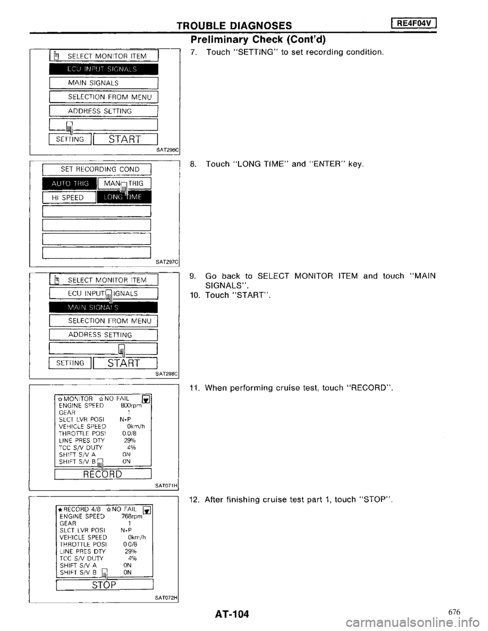 NISSAN MAXIMA 1994 A32 / 4.G Automatic Transaxle Workshop Manual 676 