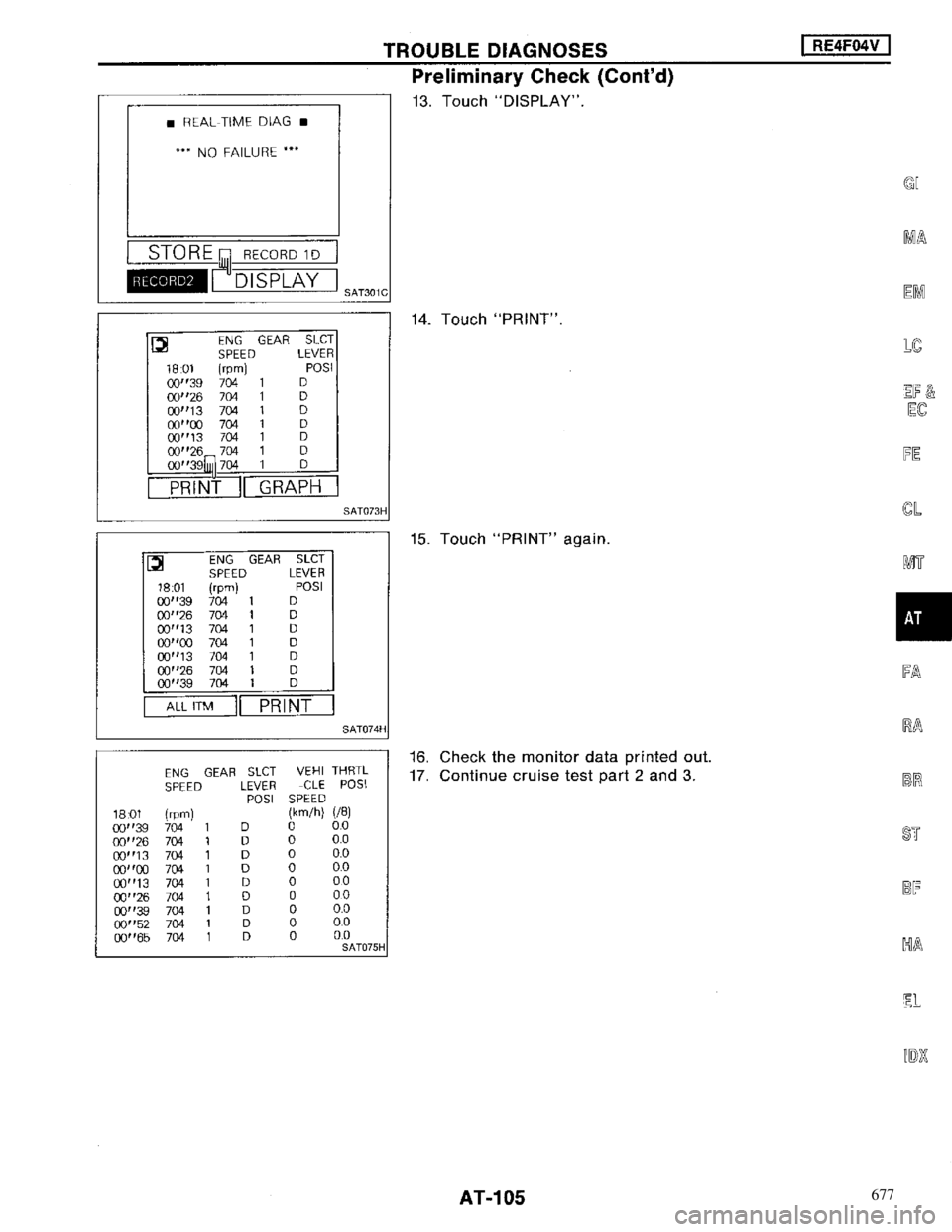 NISSAN MAXIMA 1994 A32 / 4.G Automatic Transaxle Workshop Manual 677 