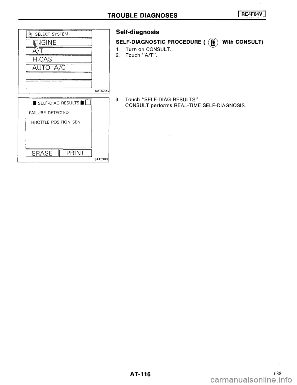 NISSAN MAXIMA 1994 A32 / 4.G Automatic Transaxle Workshop Manual 688 