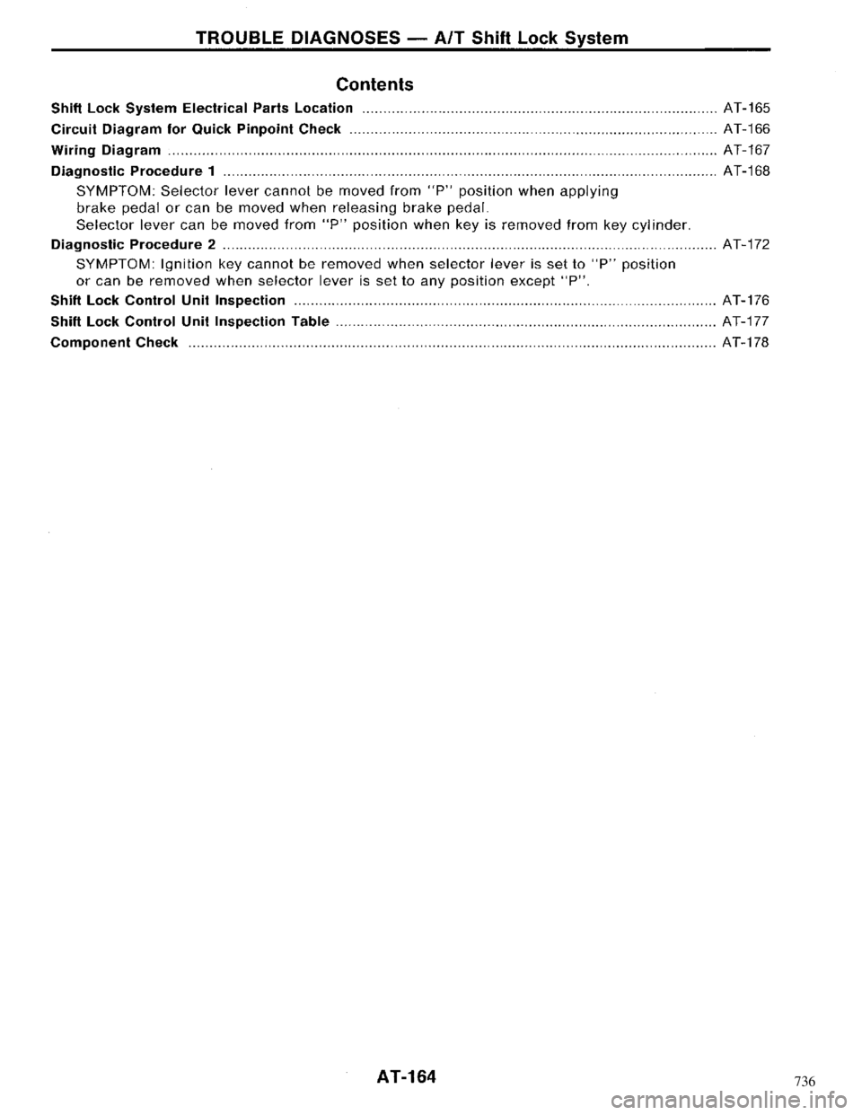 NISSAN MAXIMA 1994 A32 / 4.G Automatic Transaxle Workshop Manual 736 