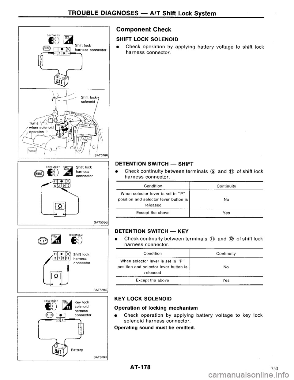 NISSAN MAXIMA 1994 A32 / 4.G Automatic Transaxle Workshop Manual 750 