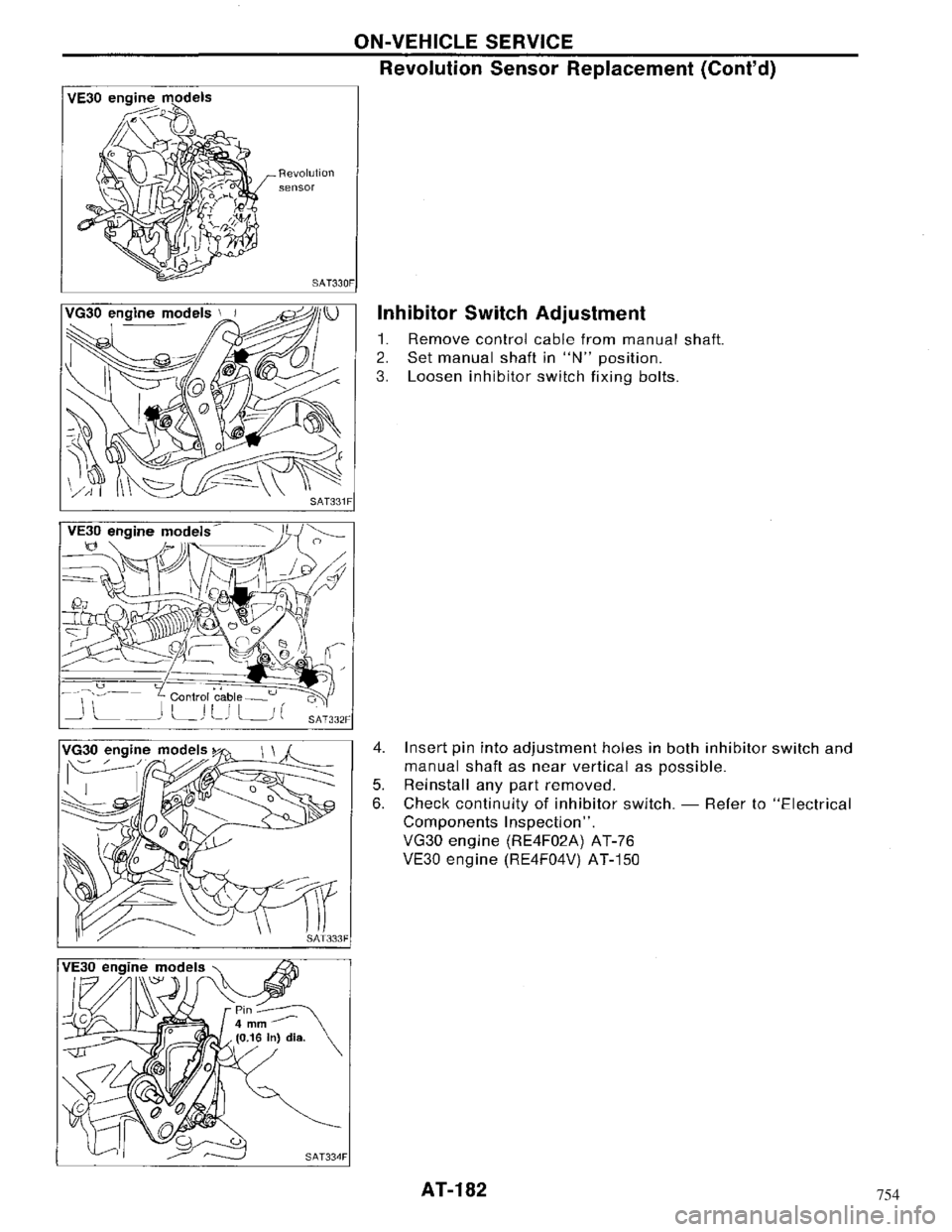 NISSAN MAXIMA 1994 A32 / 4.G Automatic Transaxle Workshop Manual 754 