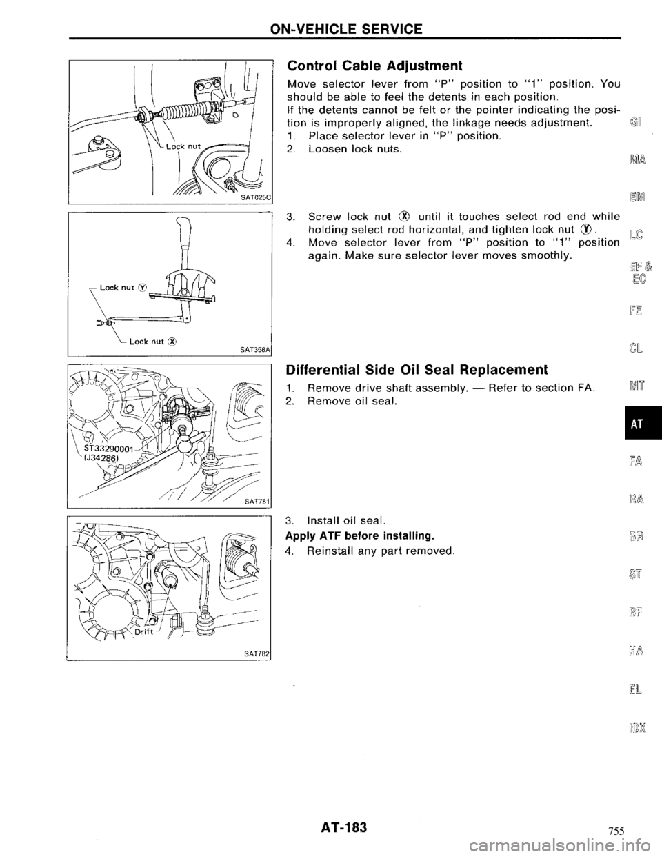 NISSAN MAXIMA 1994 A32 / 4.G Automatic Transaxle Workshop Manual 755 