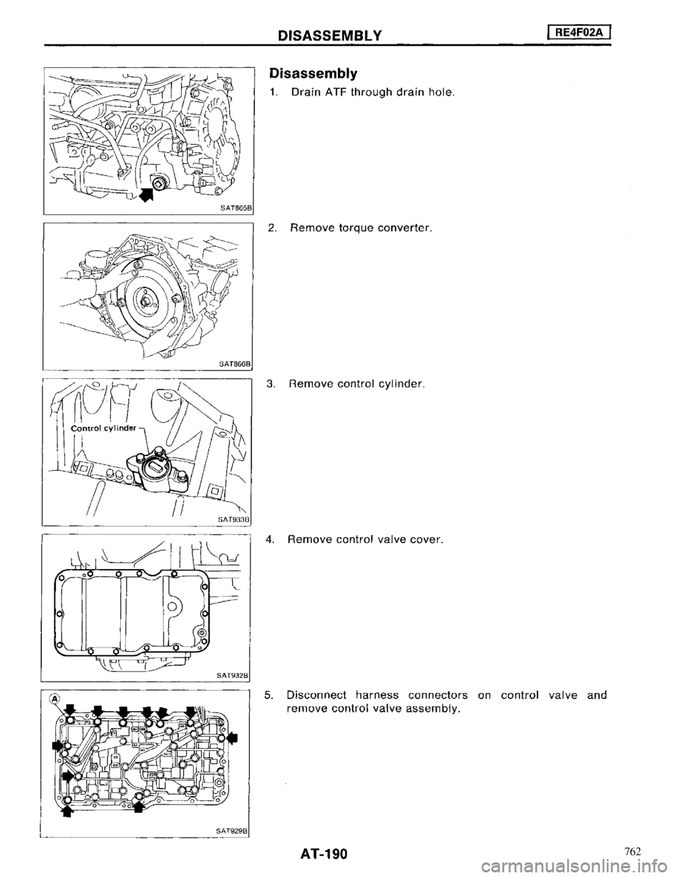 NISSAN MAXIMA 1994 A32 / 4.G Automatic Transaxle Workshop Manual 762 
