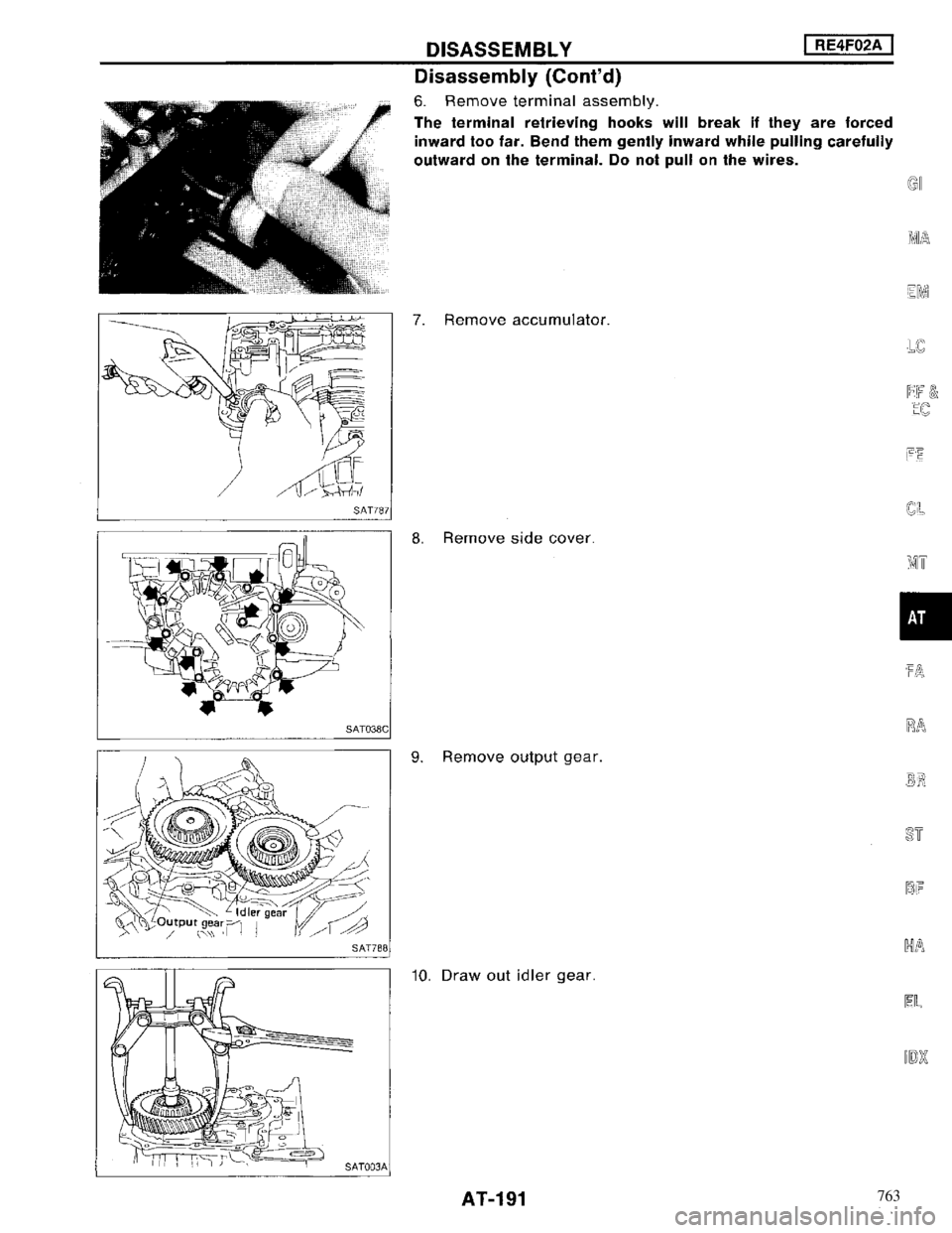 NISSAN MAXIMA 1994 A32 / 4.G Automatic Transaxle Workshop Manual 763 