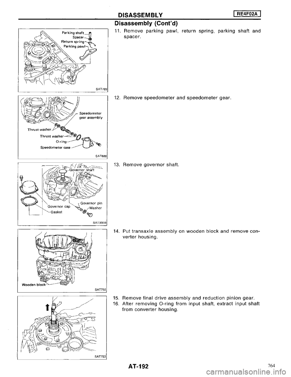 NISSAN MAXIMA 1994 A32 / 4.G Automatic Transaxle Workshop Manual 764 
