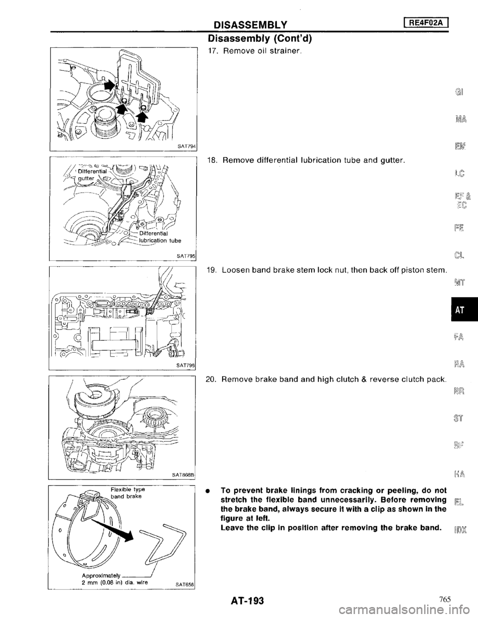 NISSAN MAXIMA 1994 A32 / 4.G Automatic Transaxle Workshop Manual 765 