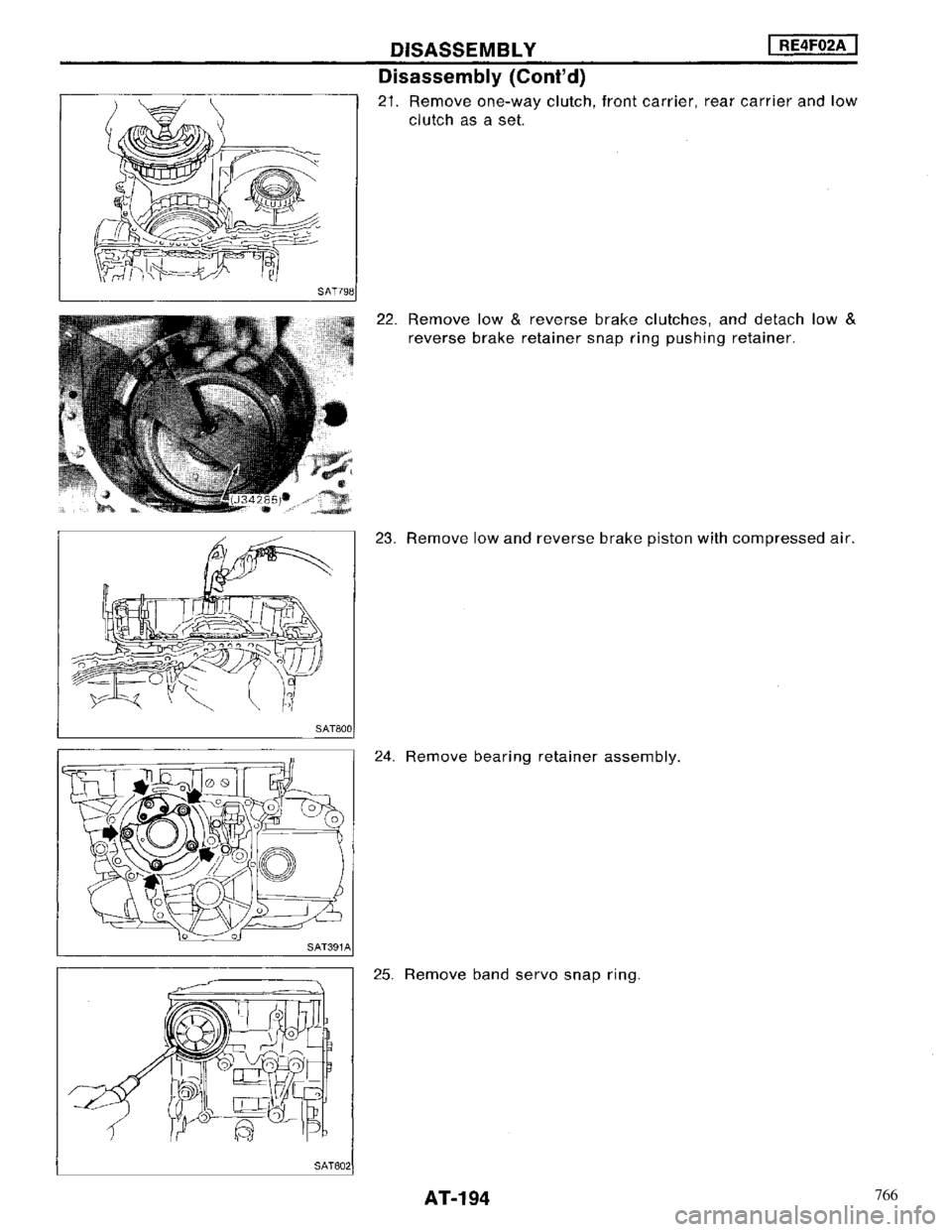 NISSAN MAXIMA 1994 A32 / 4.G Automatic Transaxle Workshop Manual 766 