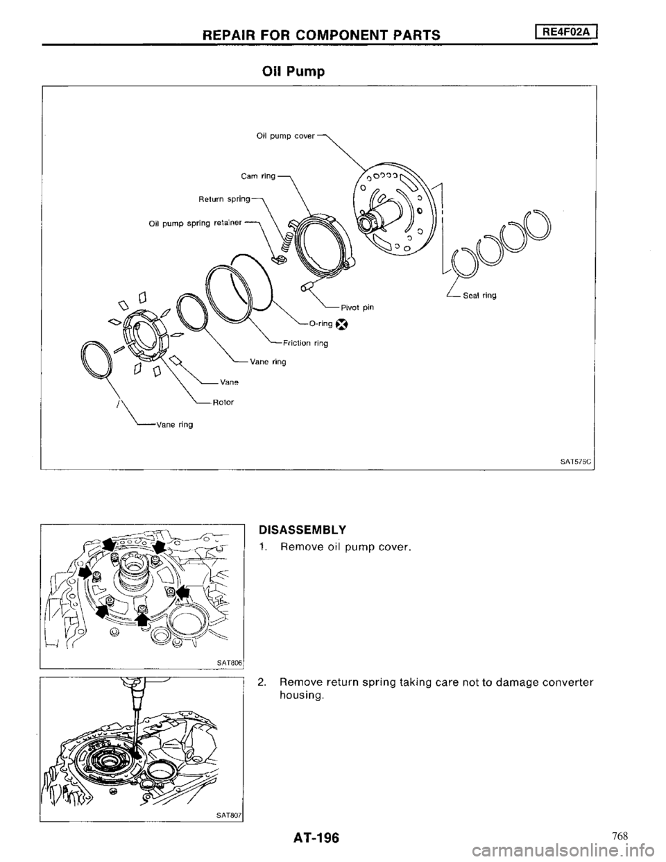 NISSAN MAXIMA 1994 A32 / 4.G Automatic Transaxle Workshop Manual 768 