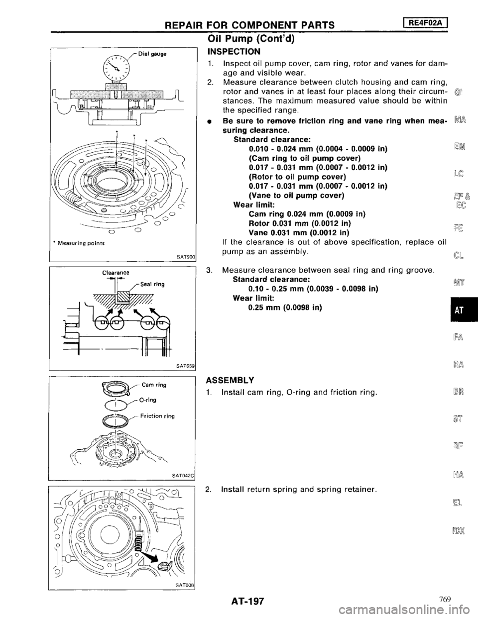 NISSAN MAXIMA 1994 A32 / 4.G Automatic Transaxle Workshop Manual 769 