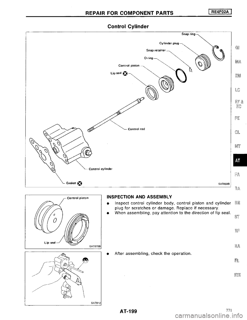NISSAN MAXIMA 1994 A32 / 4.G Automatic Transaxle Workshop Manual 771 