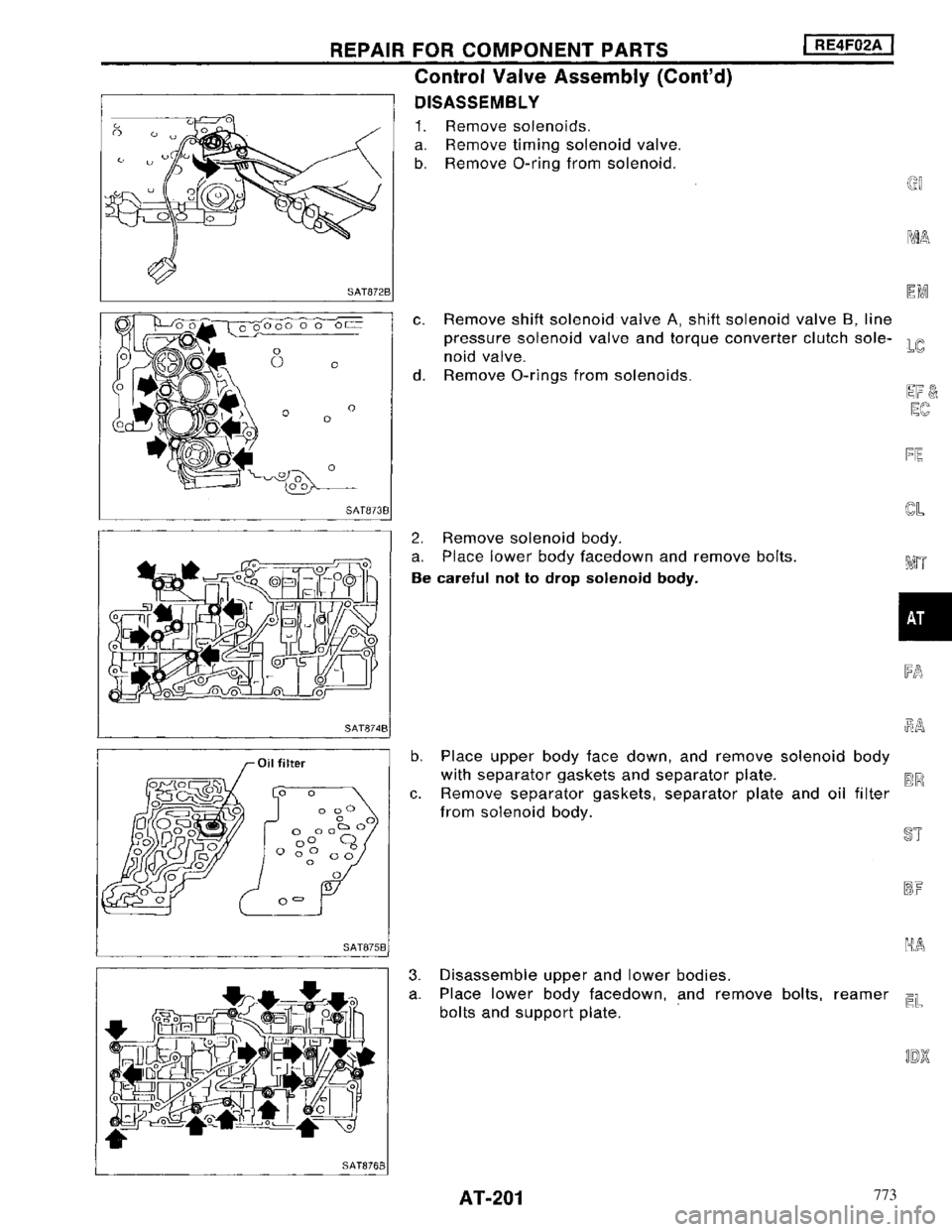 NISSAN MAXIMA 1994 A32 / 4.G Automatic Transaxle Workshop Manual 773 