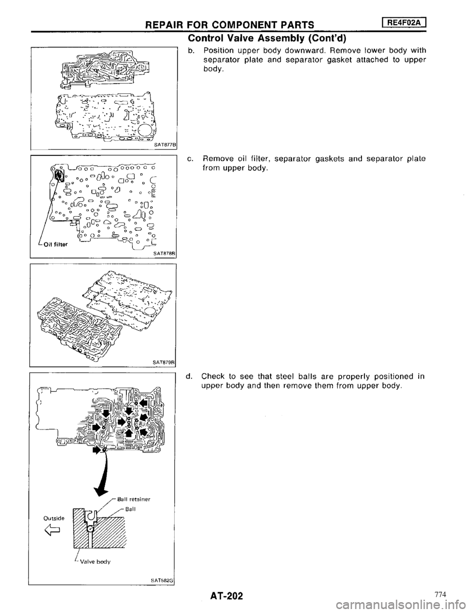 NISSAN MAXIMA 1994 A32 / 4.G Automatic Transaxle Workshop Manual 774 