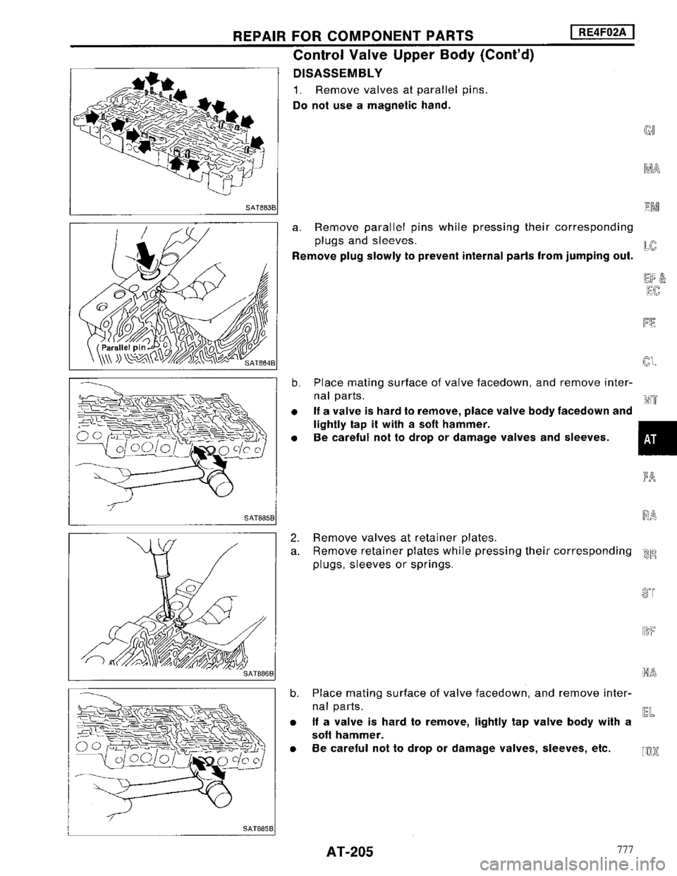 NISSAN MAXIMA 1994 A32 / 4.G Automatic Transaxle Workshop Manual 777 