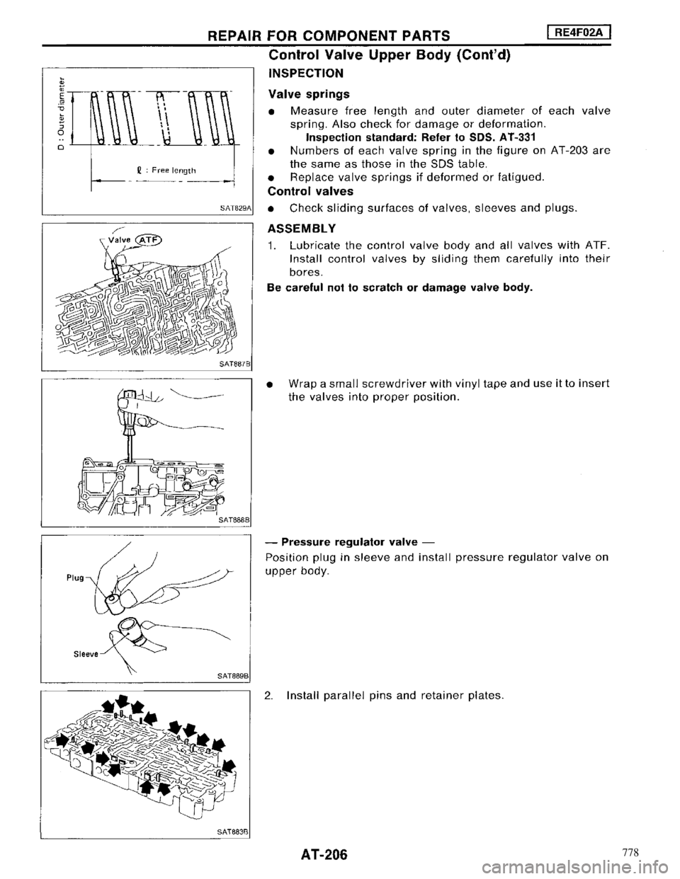 NISSAN MAXIMA 1994 A32 / 4.G Automatic Transaxle Workshop Manual 778 